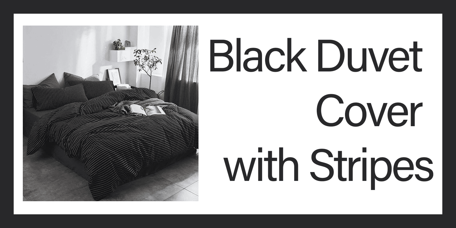 Black Duvet Cover with Stripes