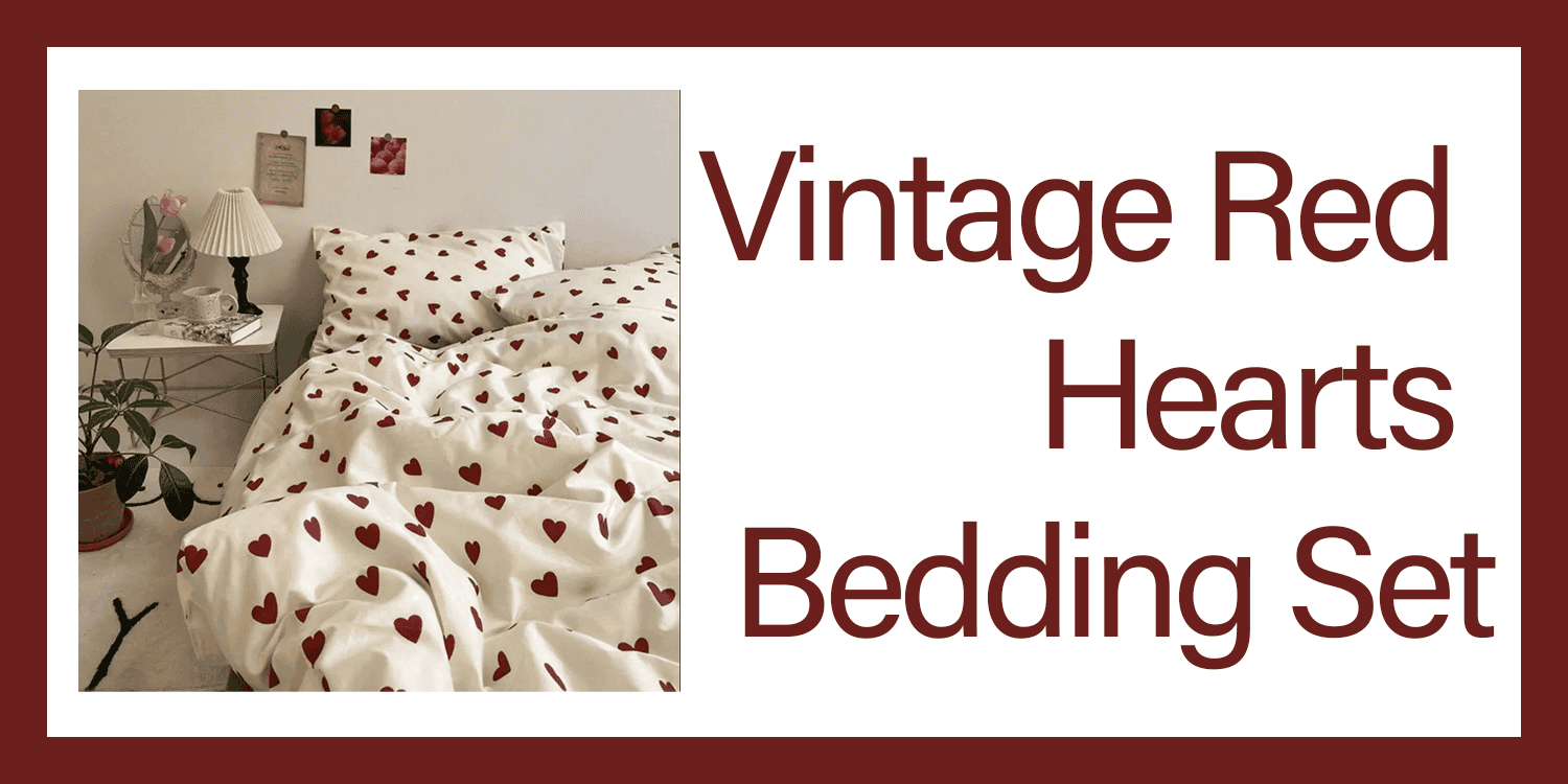 Vintage Red Hearts Bedding Set